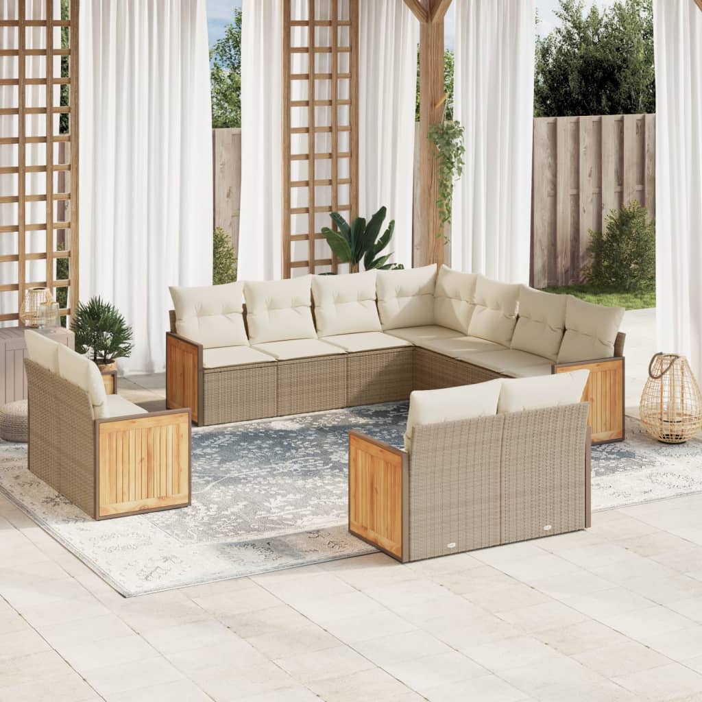 11-delige Tuinset met kussens poly rattan beige is nu te koop bij PeponiXL, paradijselijk wonen!