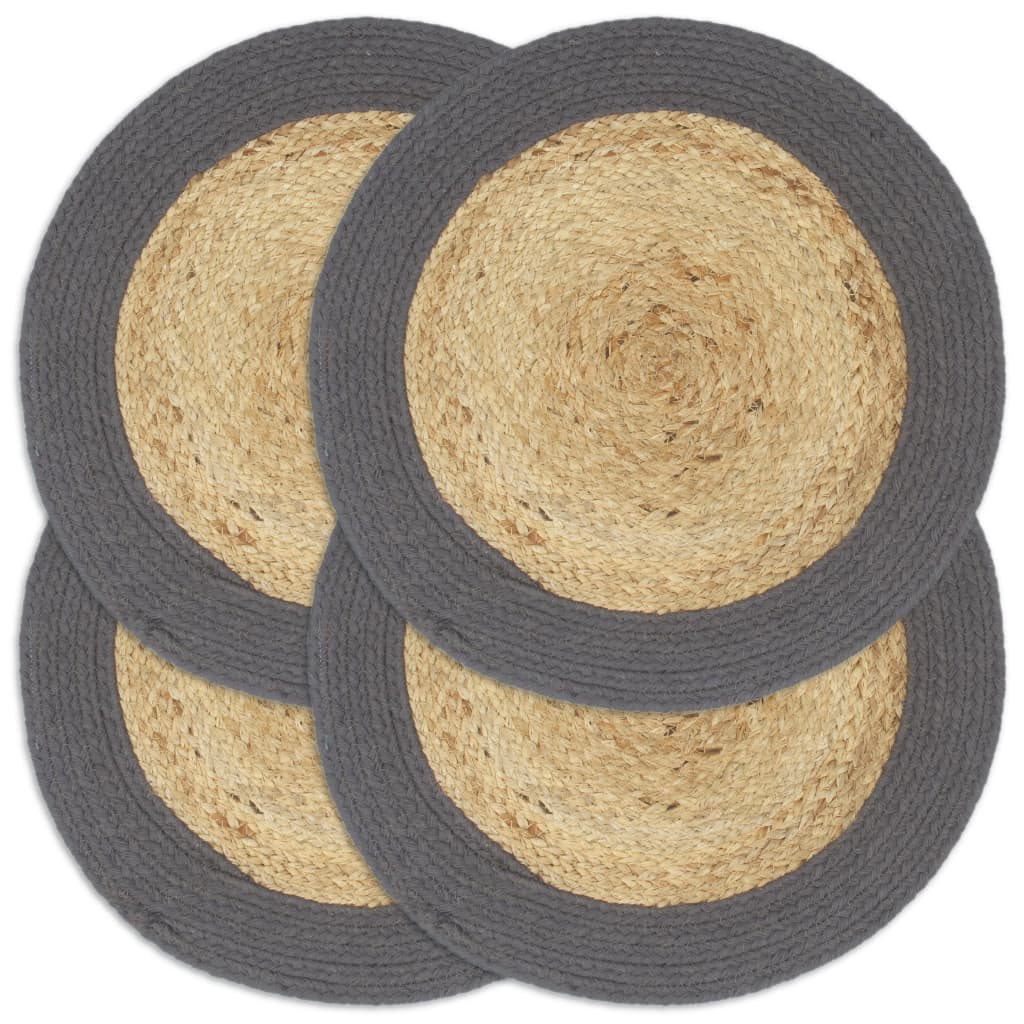 Placemats 4 st 38 cm jute en katoen natuurlijk en antraciet is nu te koop bij PeponiXL, paradijselijk wonen!