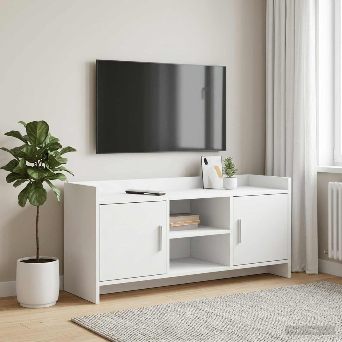TV-kast 102 x 33 x 47 cm Wit Bewerkt hout is nu te koop bij PeponiXL, paradijselijk wonen!