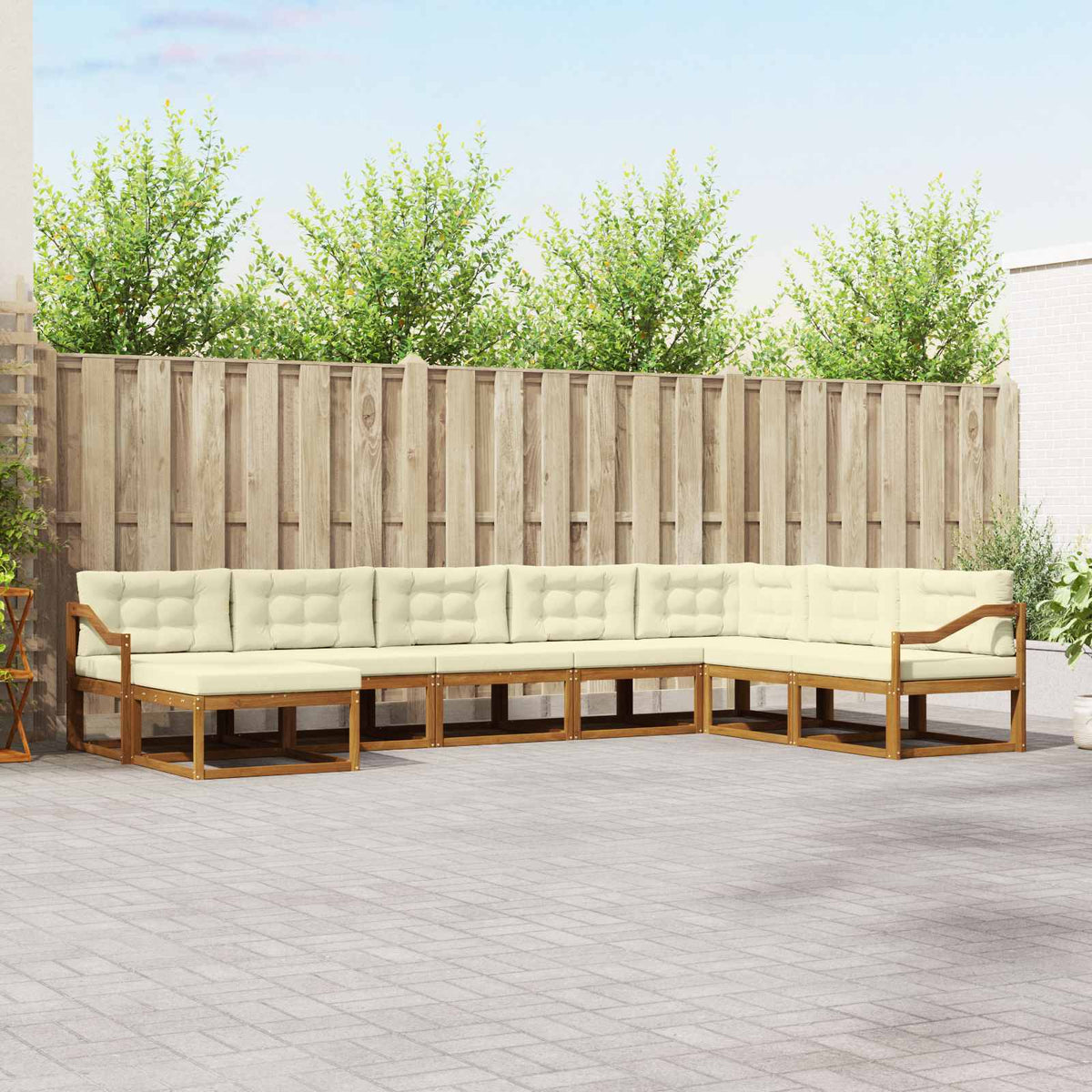 Buiten bankenset met kussen 8 pcs Natuurlijk en Crème is nu te koop bij PeponiXL, paradijselijk wonen!