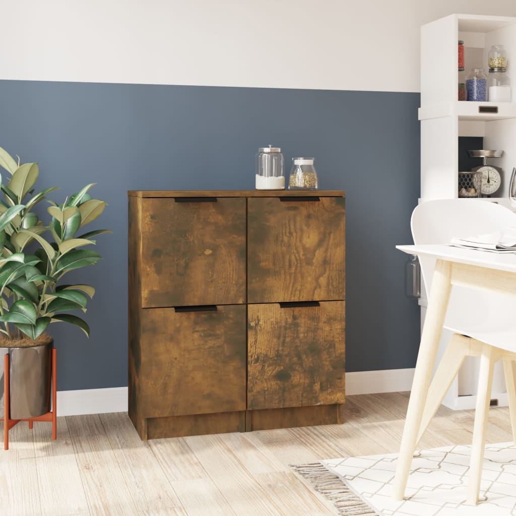 Dressoirs 2 st 30x30x70 cm bewerkt hout gerookt eikenkleurig is nu te koop bij PeponiXL, paradijselijk wonen!