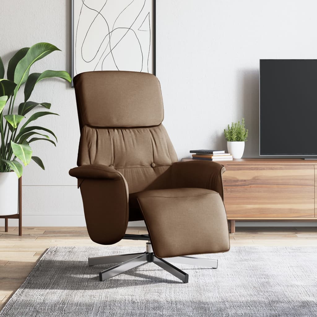 Fauteuil verstelbaar met voetensteun stof bruin is nu te koop bij PeponiXL, paradijselijk wonen!
