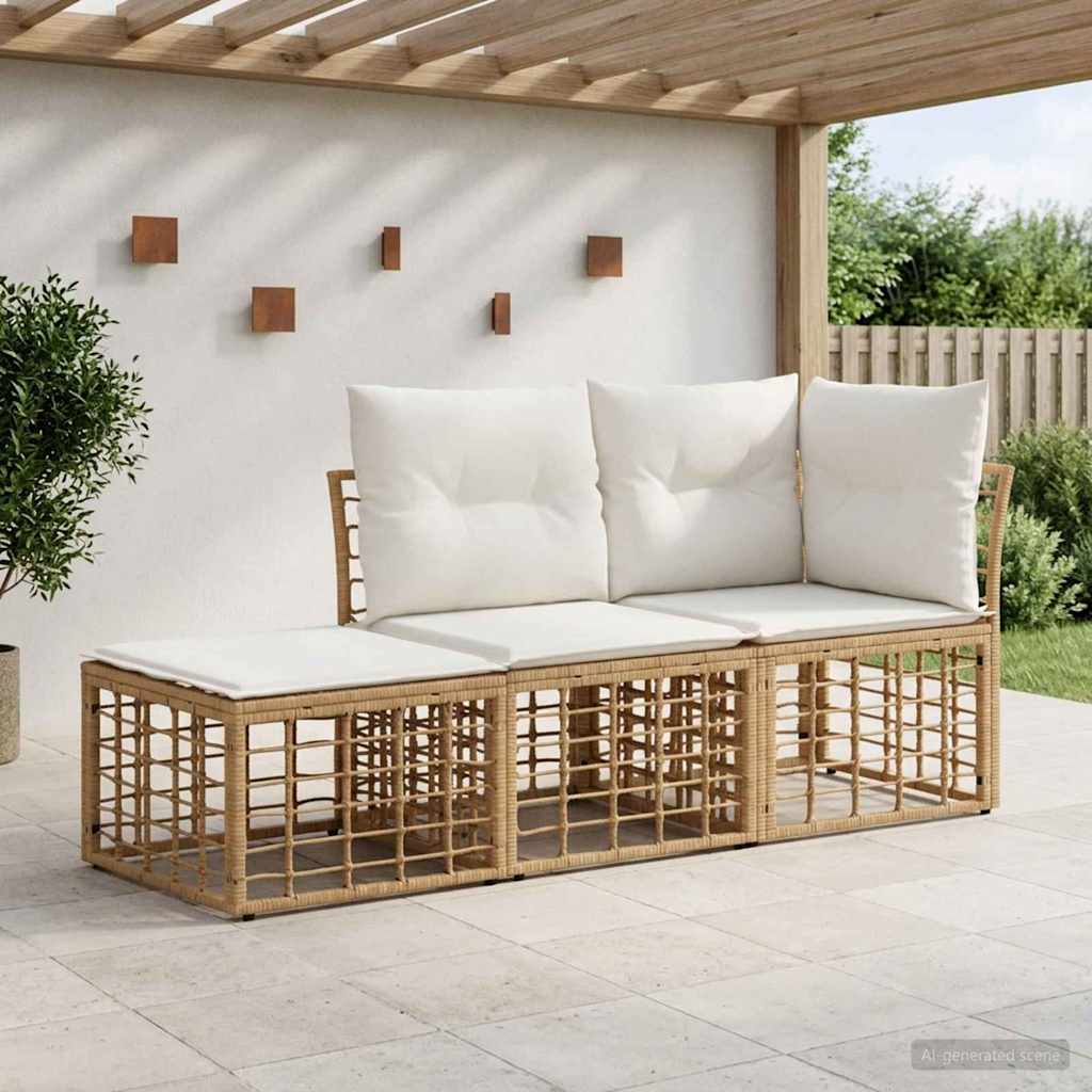 Buiten bankenset met kussen 3 pcs Naturel Polyester is nu te koop bij PeponiXL, paradijselijk wonen!