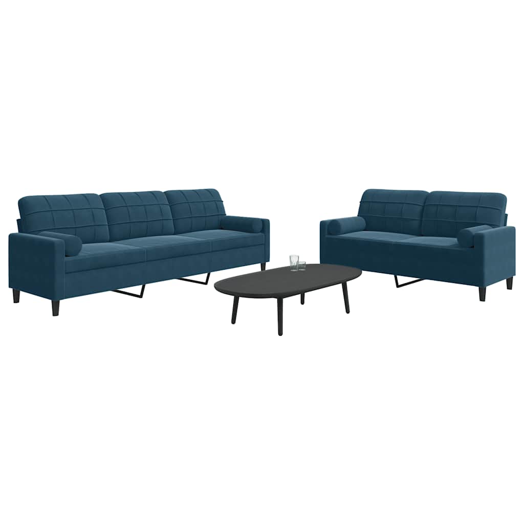 2-delige Loungeset met kussens en bolsters fluweel blauw is nu te koop bij PeponiXL, paradijselijk wonen!