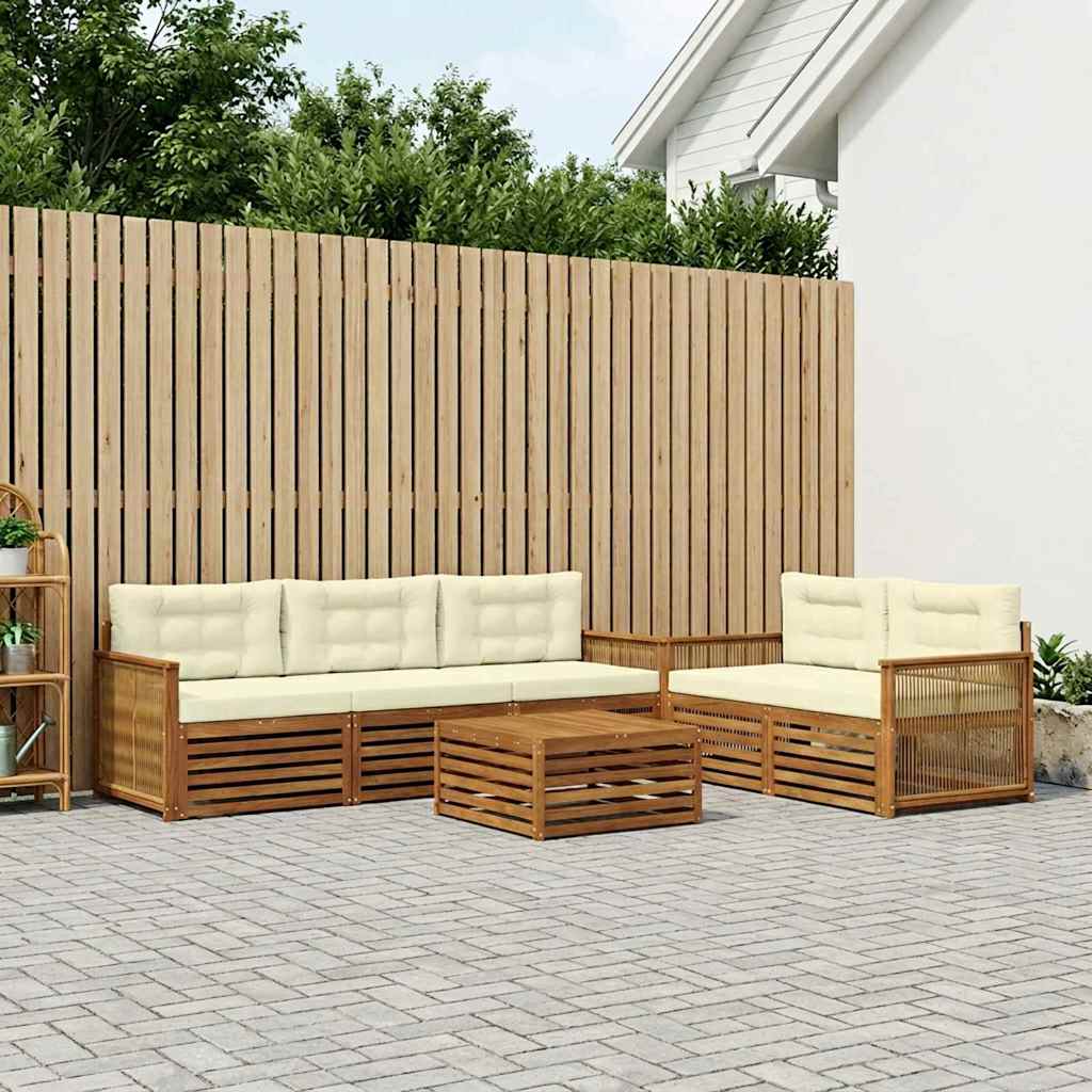 Buiten bankenset met kussen 6 pcs Natuurlijk en Crème is nu te koop bij PeponiXL, paradijselijk wonen!