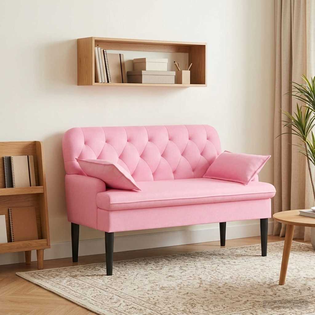 Loungebank met knopencomfort Roze 111 x 68 x 80 cm Stof is nu te koop bij PeponiXL, paradijselijk wonen!