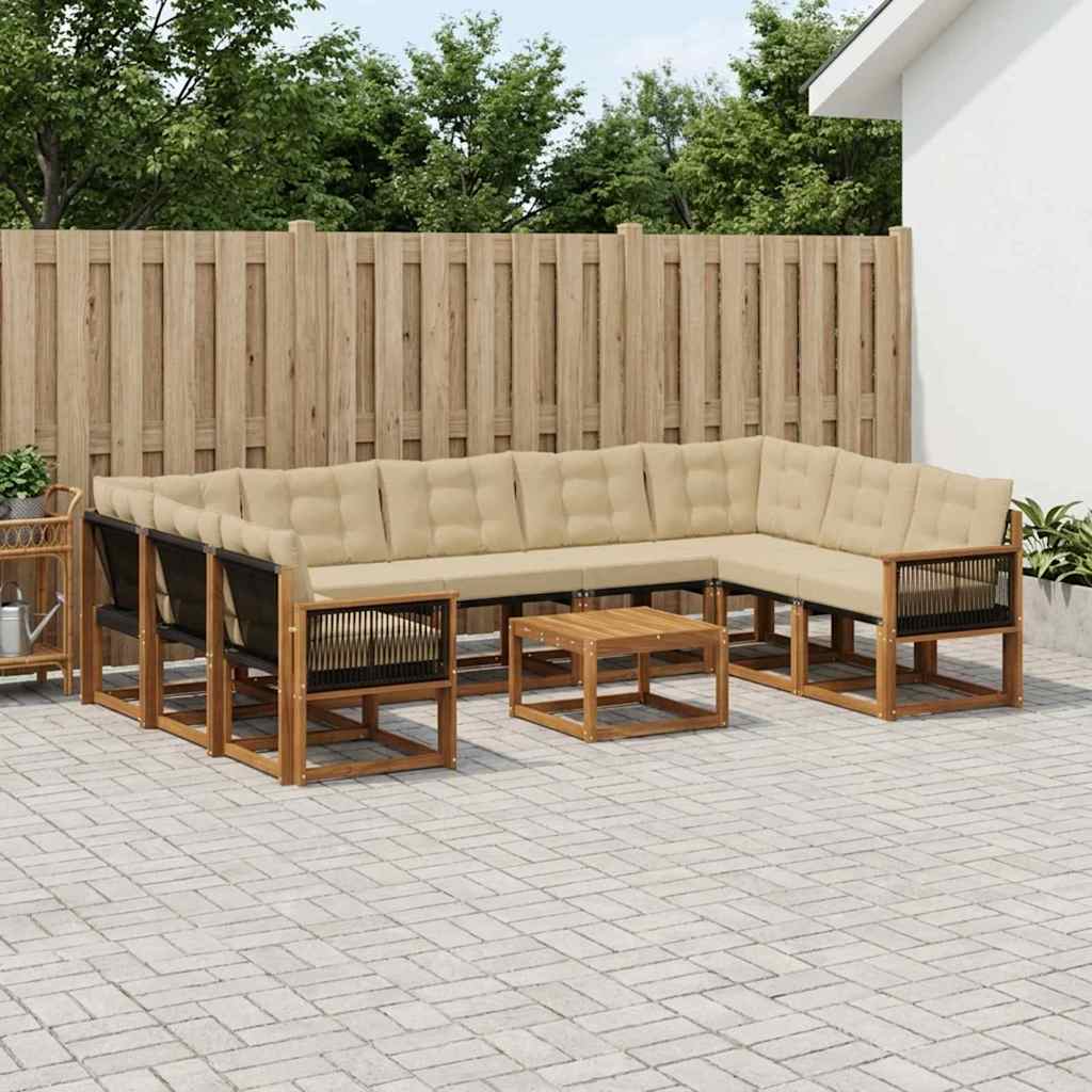 Buiten bankenset met kussen 10 pcs Natuurlijk en Beige is nu te koop bij PeponiXL, paradijselijk wonen!