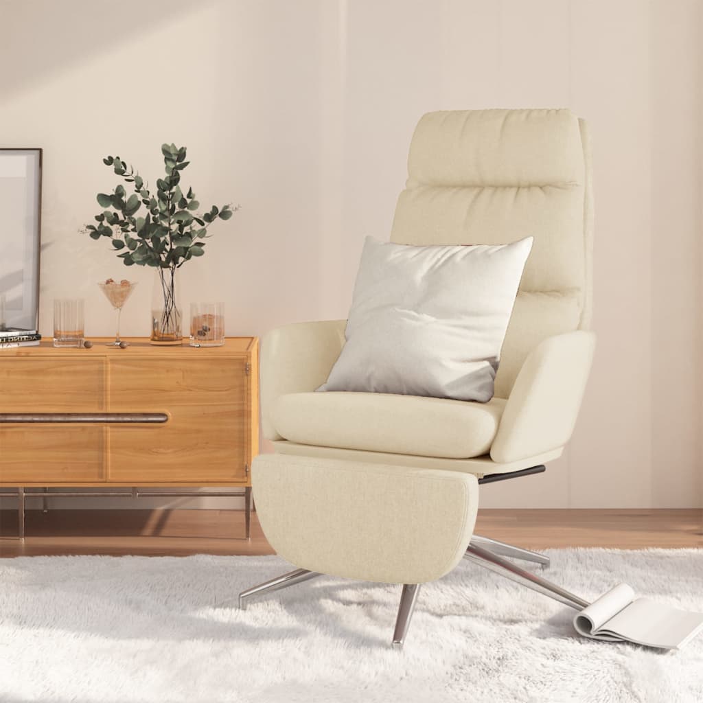 Relaxstoel met voetensteun stof crèmekleurig is nu te koop bij PeponiXL, paradijselijk wonen!