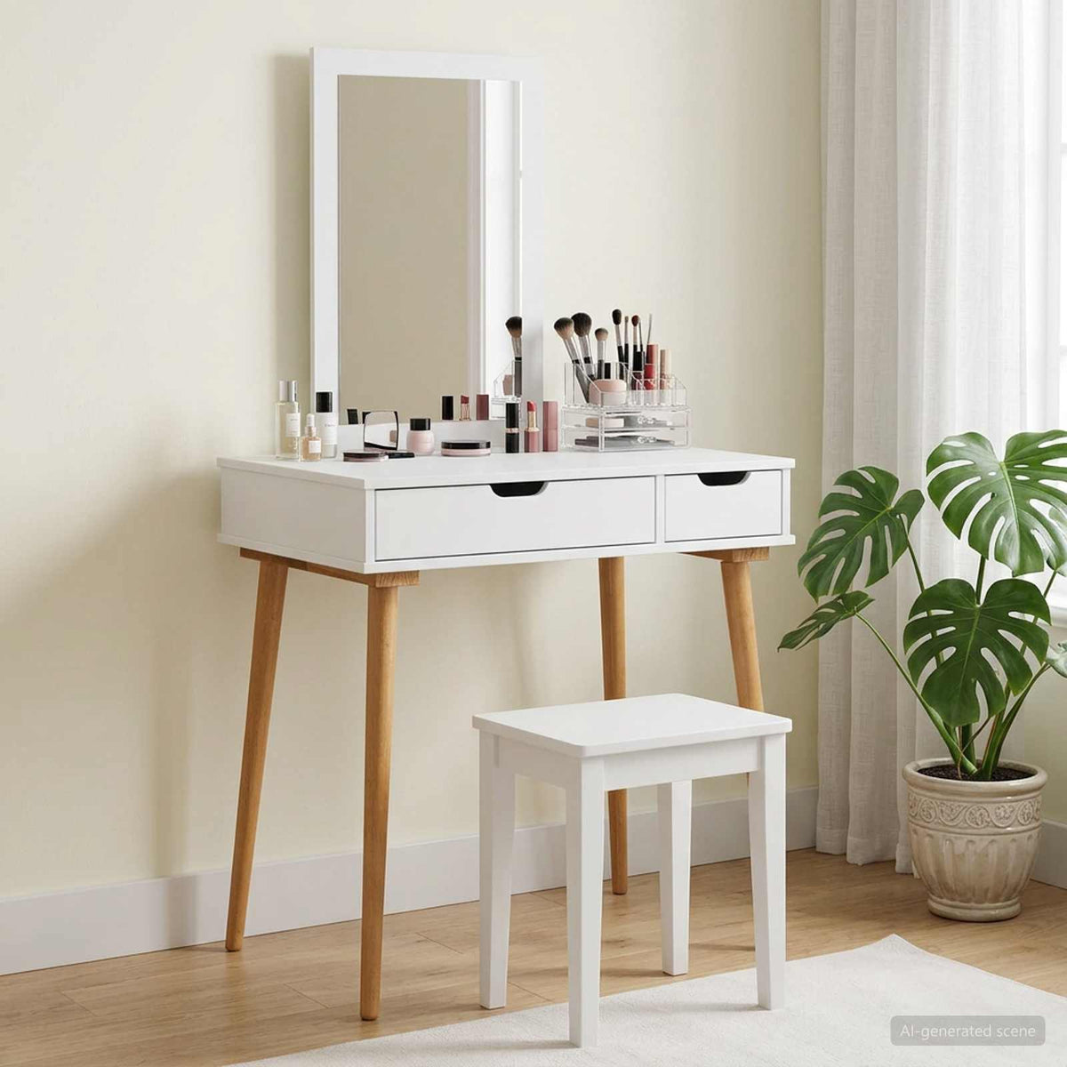 Toilettafel Set FAUSKE 2 pcs Wit 76 x 50 x 143 cm is nu te koop bij PeponiXL, paradijselijk wonen!
