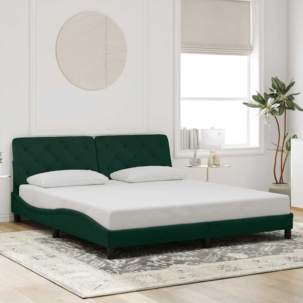 Bedframe zonder matras 180x200 cm fluweel donkergroen is nu te koop bij PeponiXL, paradijselijk wonen!
