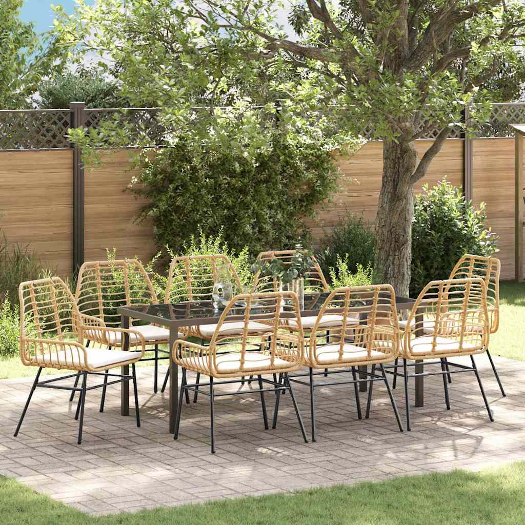 Tuin eettafelset 9 pcs Bruin poly rattan is nu te koop bij PeponiXL, paradijselijk wonen!
