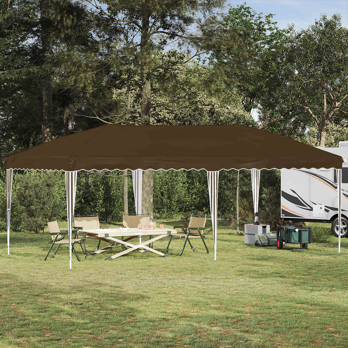 Pop-up Feesttent 575 x 290 x 245 cm Taupe is nu te koop bij PeponiXL, paradijselijk wonen!