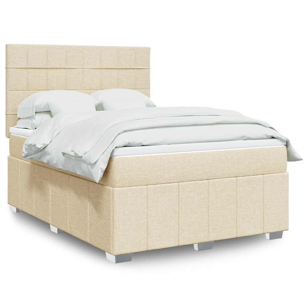 Boxspring met matras stof crèmekleurig 140x190 cm is nu te koop bij PeponiXL, paradijselijk wonen!