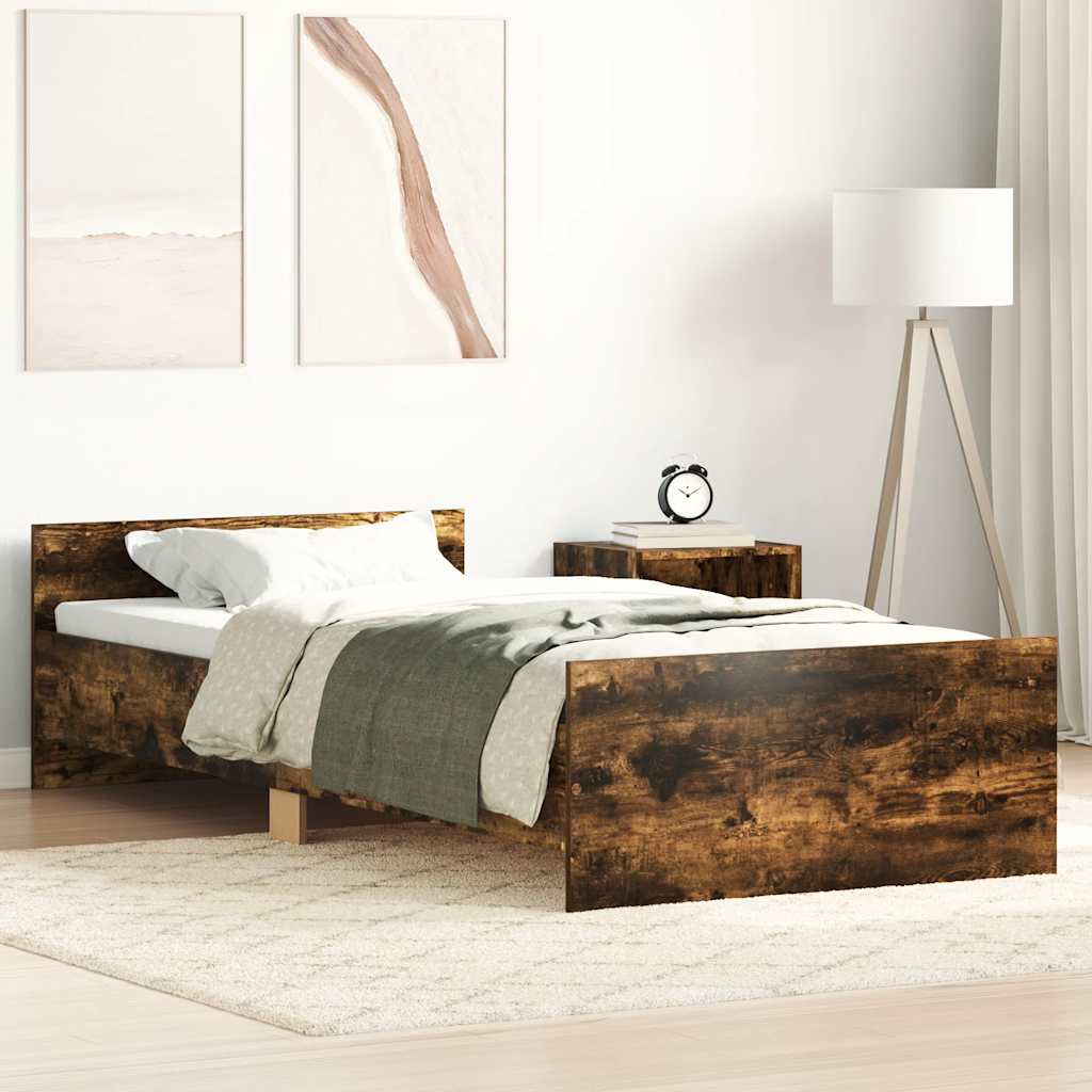 Bedframe zonder matras hout gerookt eikenkleurig 100x200 cm is nu te koop bij PeponiXL, paradijselijk wonen!