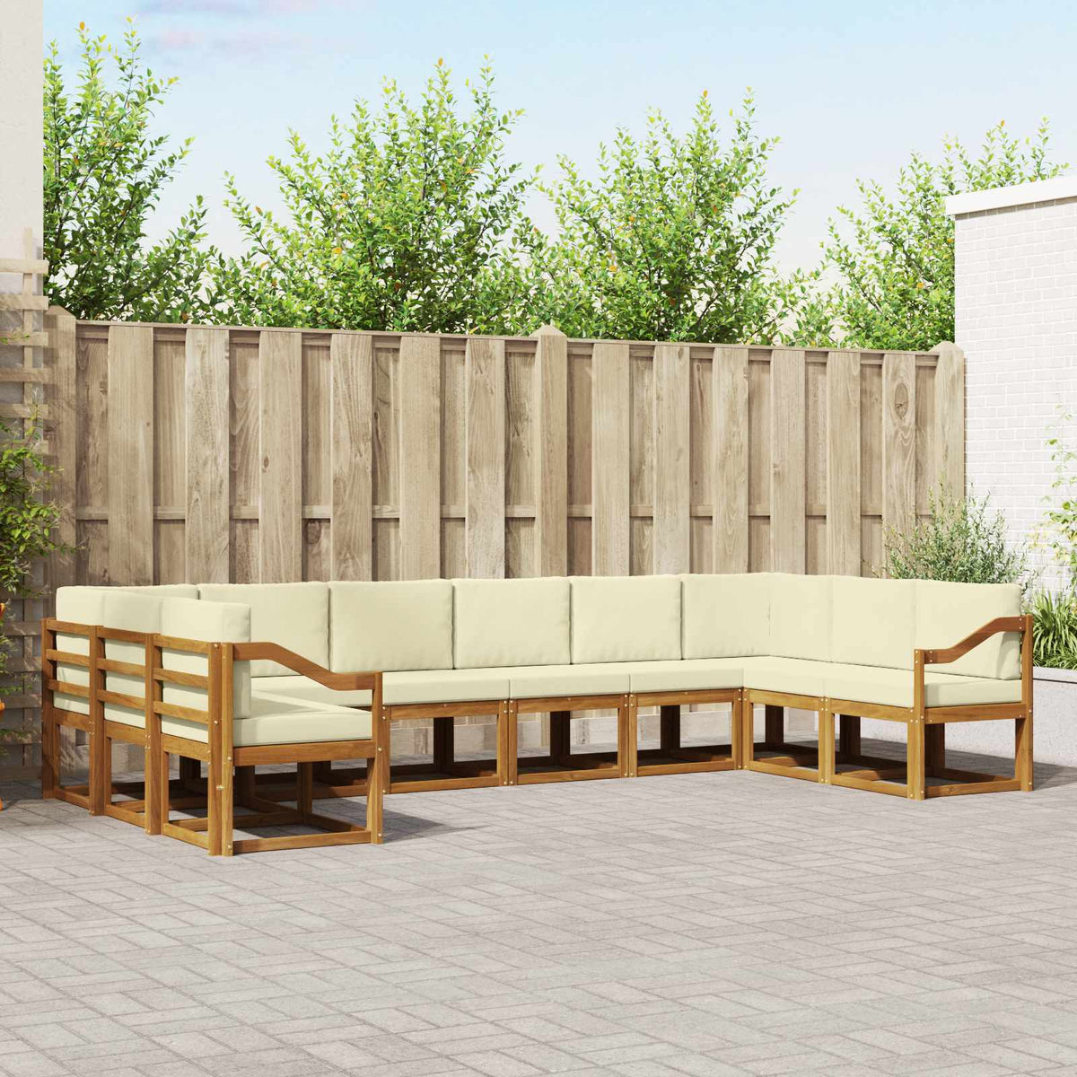Buiten bankenset met kussen 10 pcs Natuurlijk en Crème is nu te koop bij PeponiXL, paradijselijk wonen!