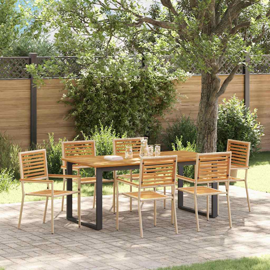Tuin eettafelset 7 pcs Beige Massief Acaciahout is nu te koop bij PeponiXL, paradijselijk wonen!