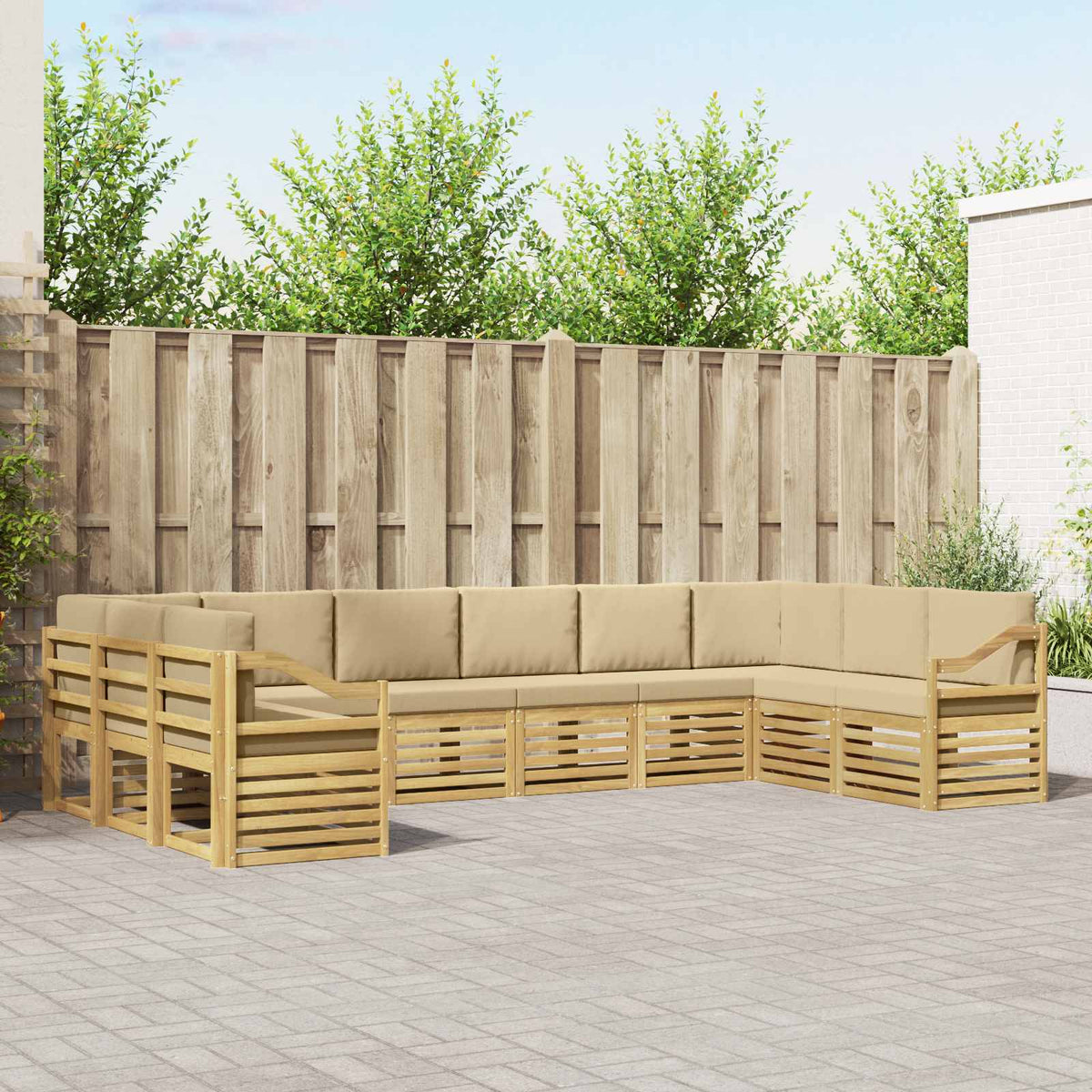 Hoekbank Set 10 pcs Wit en Beige 363 x 185,5 x 73 cm Polyester is nu te koop bij PeponiXL, paradijselijk wonen!