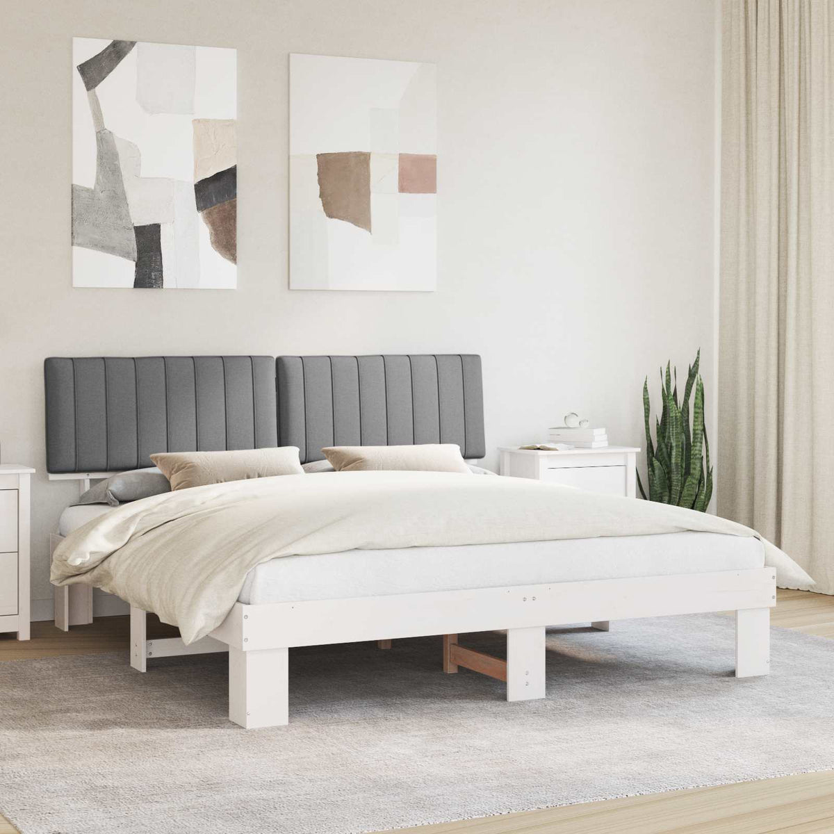 Bedframe met Gevoerd Hoofdgedeelte Lichtgrijs 180 x 200 cm is nu te koop bij PeponiXL, paradijselijk wonen!