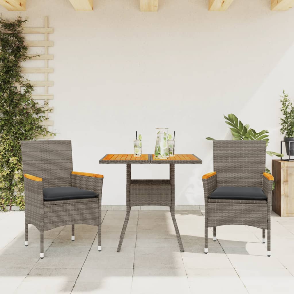 3-delige Tuinset met kussens poly rattan en acaciahout grijs is nu te koop bij PeponiXL, paradijselijk wonen!