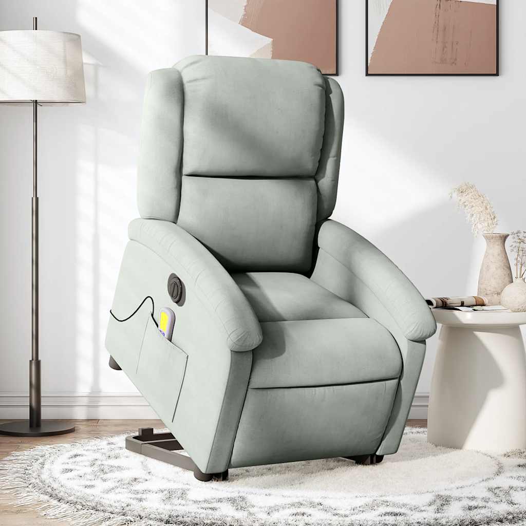 Sta-op-massagestoel elektrisch verstelbaar fluweel lichtgrijs is nu te koop bij PeponiXL, paradijselijk wonen!