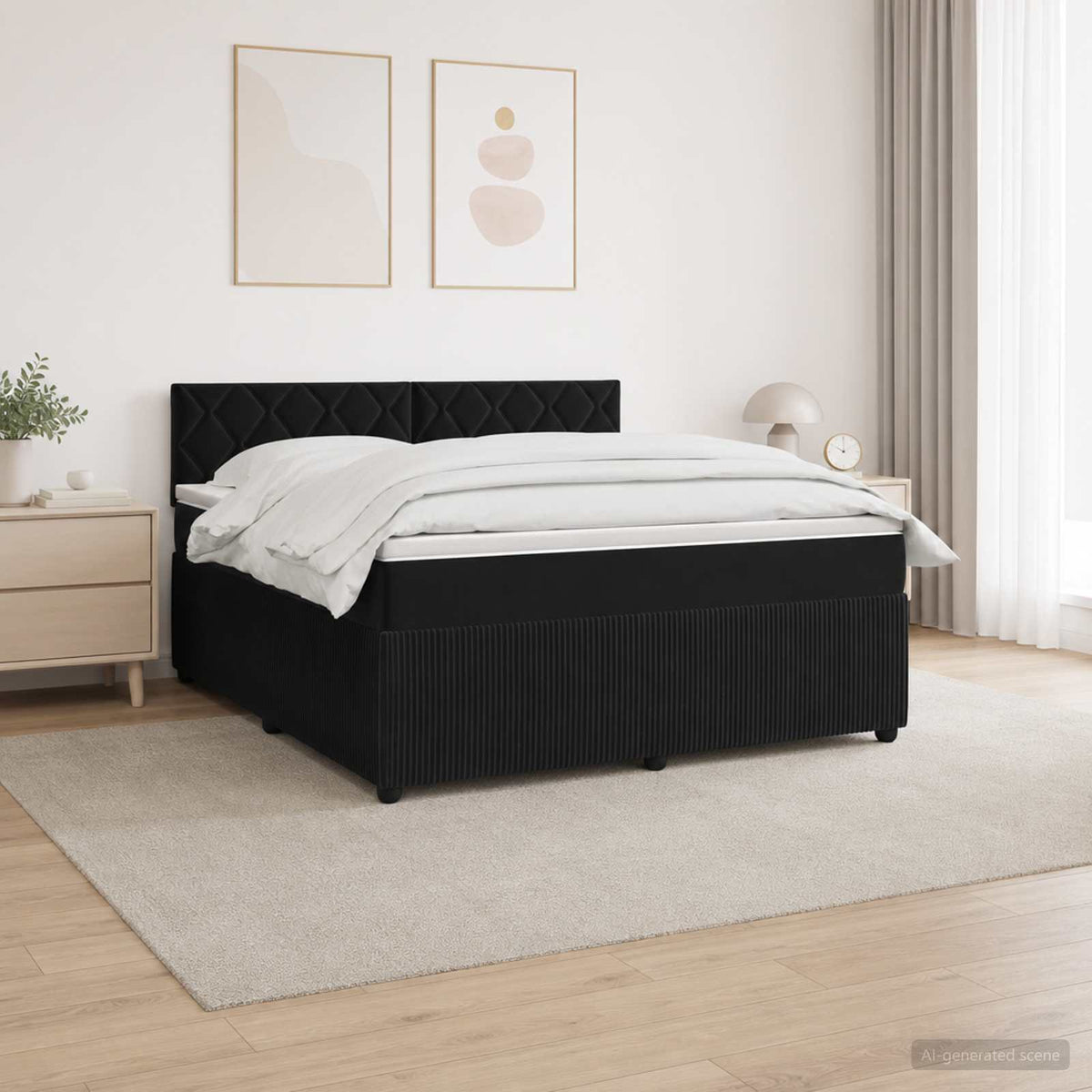 Boxspringbed met matras Zwart 140 x 200 cm Fluweel is nu te koop bij PeponiXL, paradijselijk wonen!