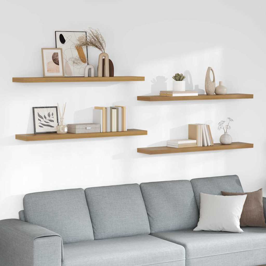 Wandplank Muurmontage 4 st Bruin 120 x 23,5 x 3,8 cm is nu te koop bij PeponiXL, paradijselijk wonen!
