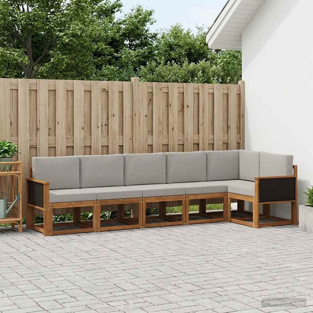 Buiten bankenset 6 pcs Naturel en lichtgrijs Polyester is nu te koop bij PeponiXL, paradijselijk wonen!