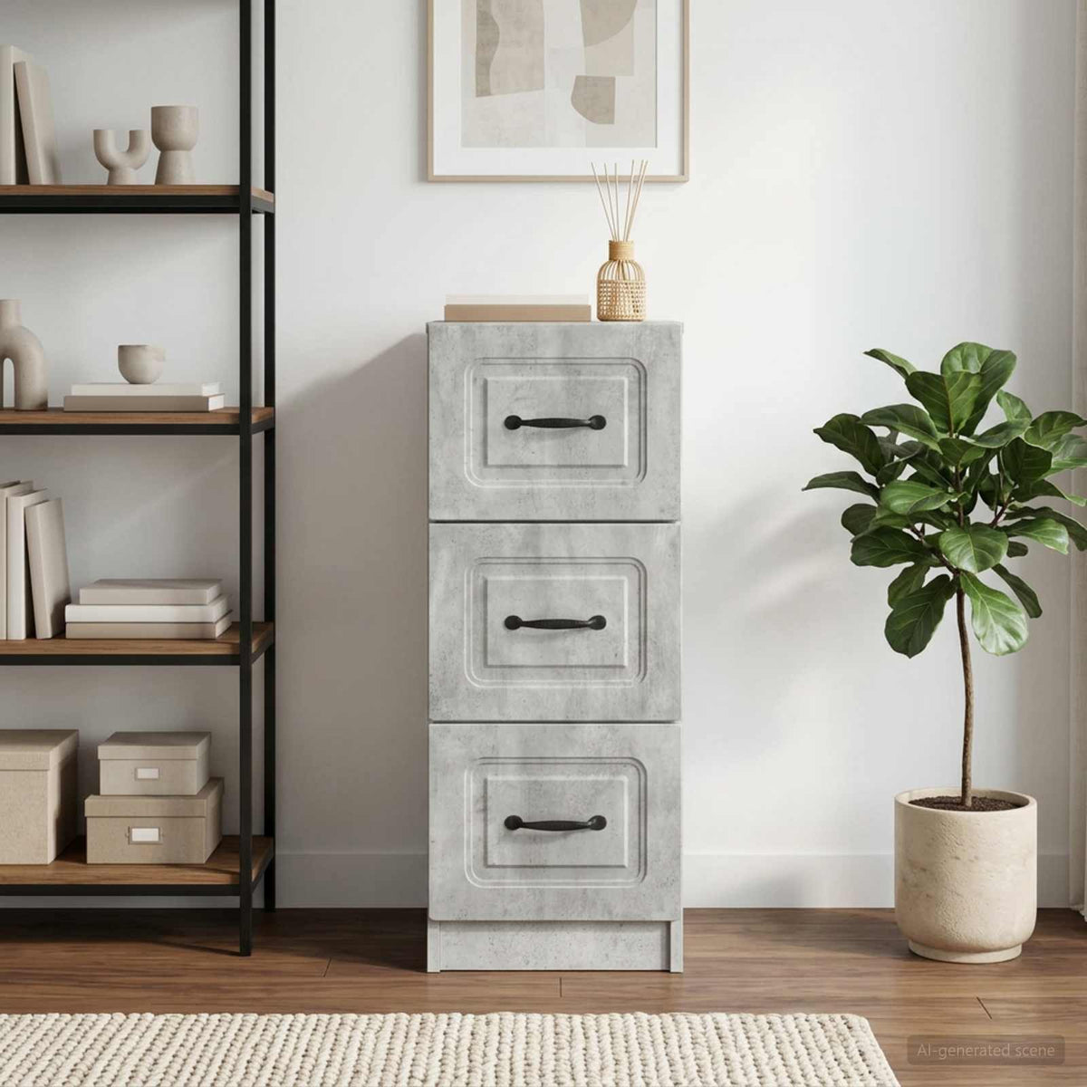 Ladenkast Betongrijs 33 x 34,5 x 87 cm Bewerkt hout is nu te koop bij PeponiXL, paradijselijk wonen!