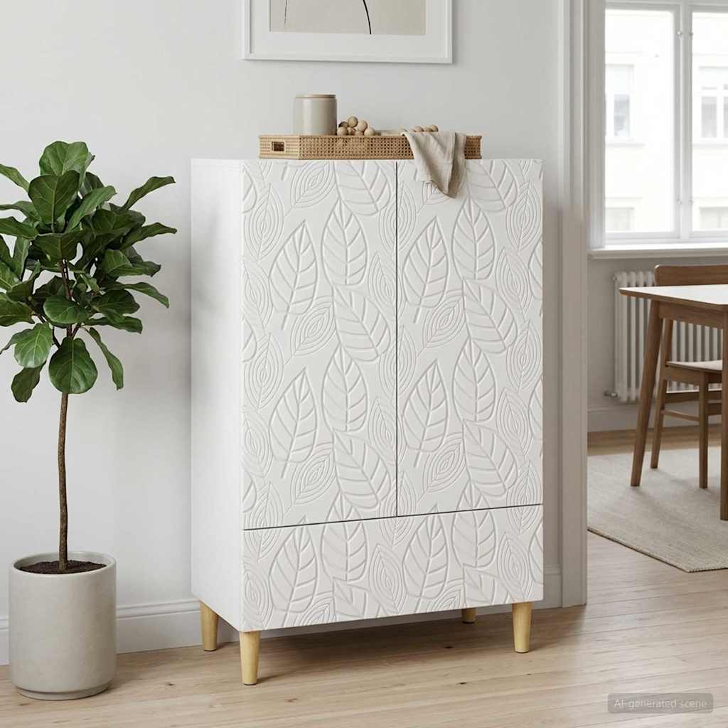 Dressoir Hoogglans Wit 66 x 34,5 x 95 cm Bewerkt hout is nu te koop bij PeponiXL, paradijselijk wonen!