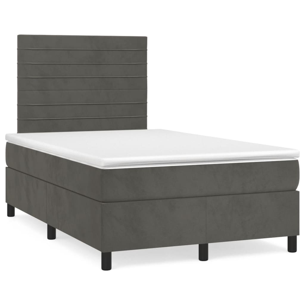 Boxspring met matras fluweel donkergrijs 120x190 cm is nu te koop bij PeponiXL, paradijselijk wonen!