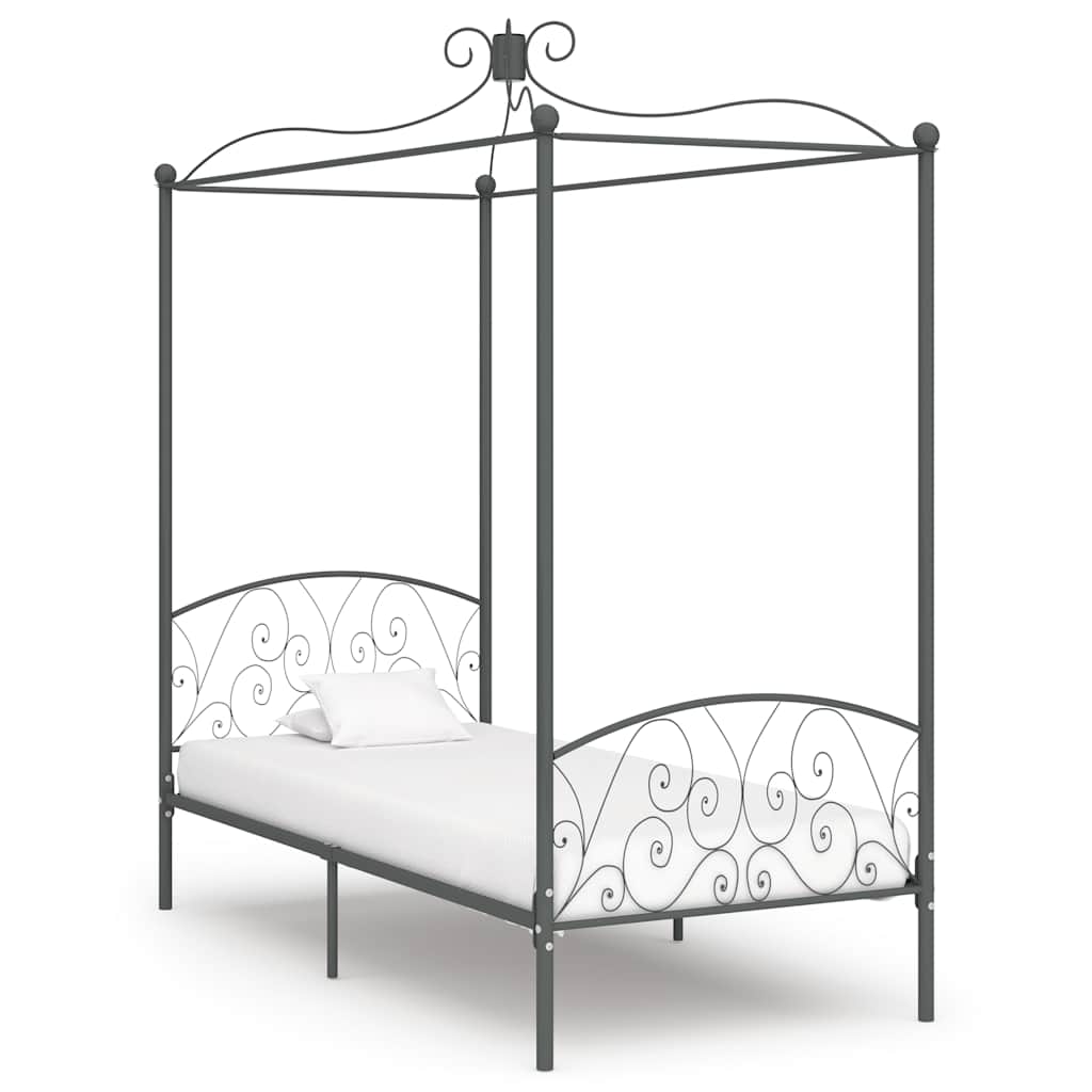 Hemelbedframe metaal grijs 90x200 cm is nu te koop bij PeponiXL, paradijselijk wonen!
