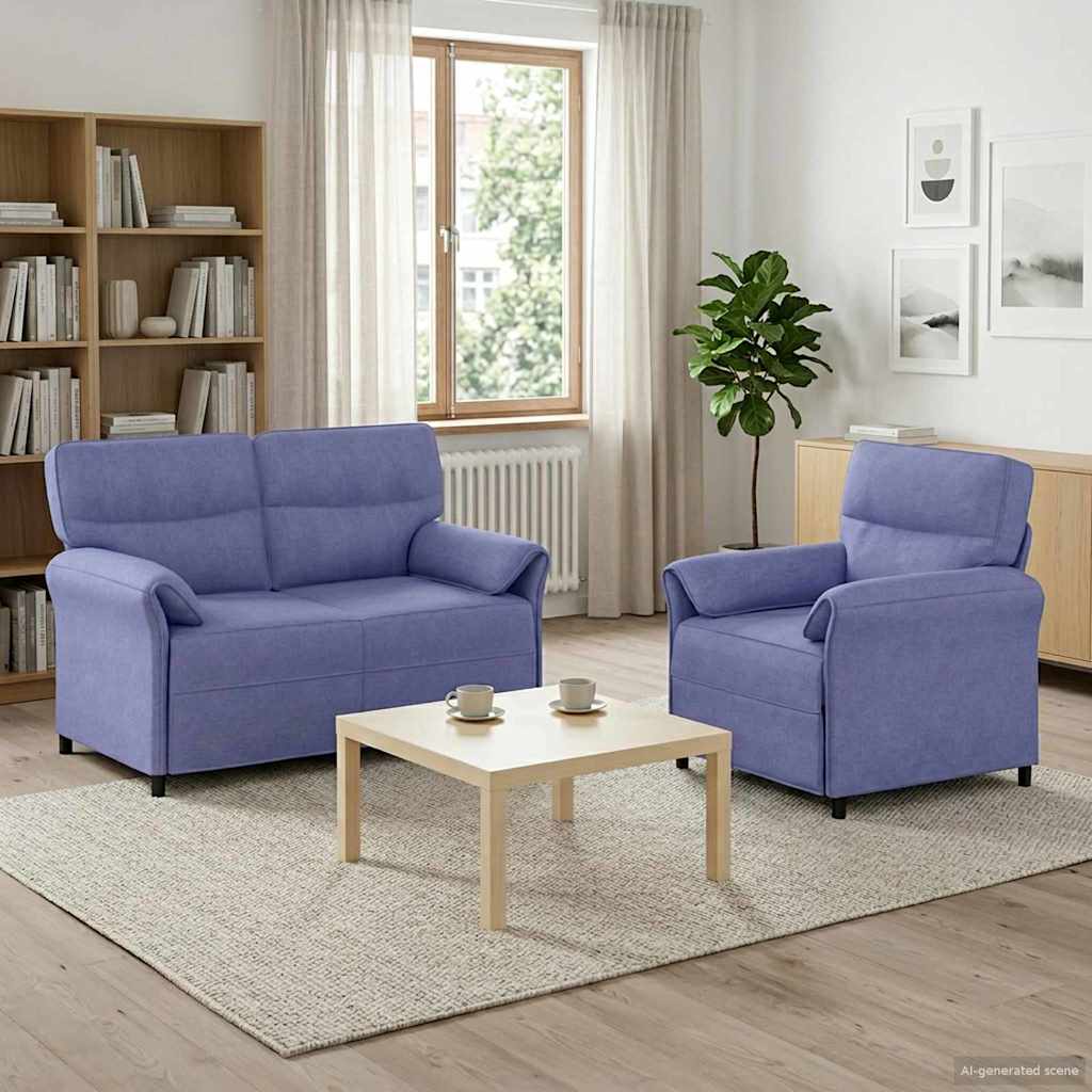Bankstel 2 st Jeans Blauw Stof is nu te koop bij PeponiXL, paradijselijk wonen!
