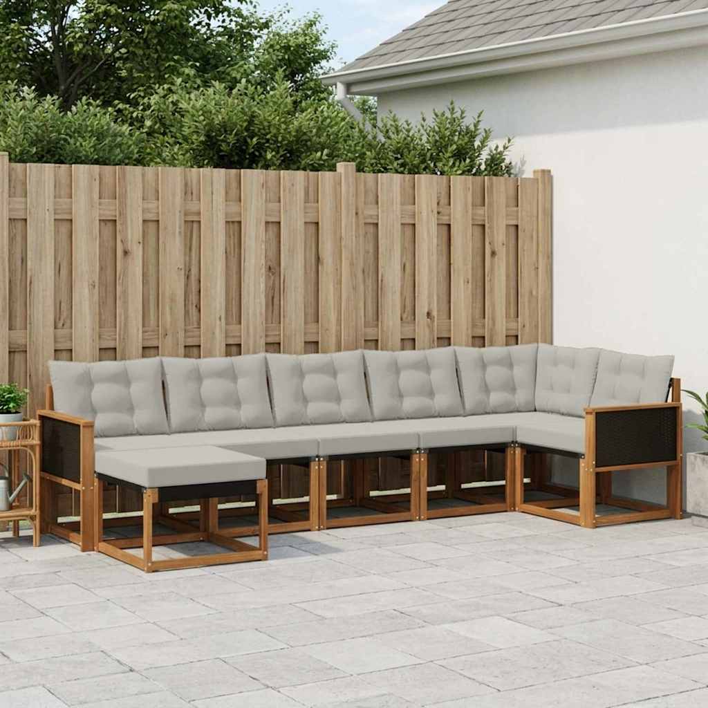 Buiten bankenset met kussen 7 pcs Naturel en lichtgrijs is nu te koop bij PeponiXL, paradijselijk wonen!