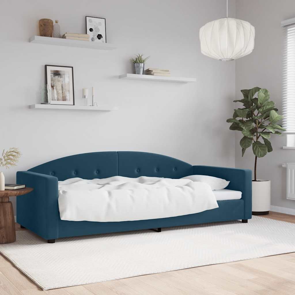 Slaapbank 90x200 cm fluweel blauw is nu te koop bij PeponiXL, paradijselijk wonen!