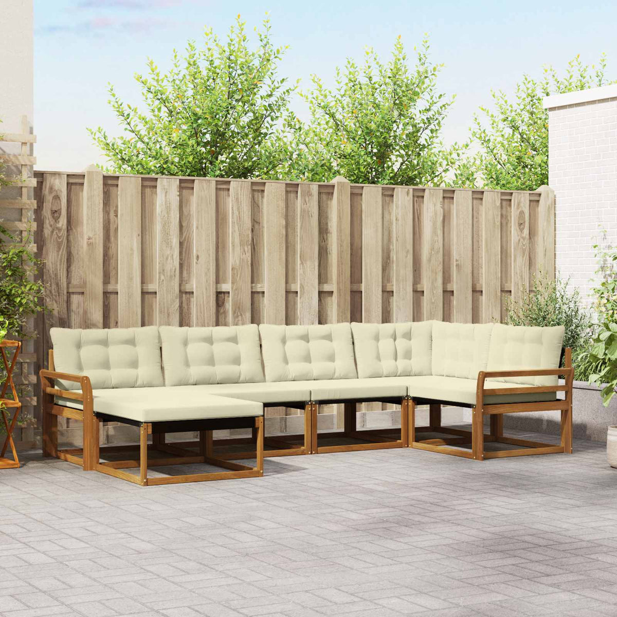 Buiten bankenset met kussen 6 pcs Natuurlijk en Crème is nu te koop bij PeponiXL, paradijselijk wonen!