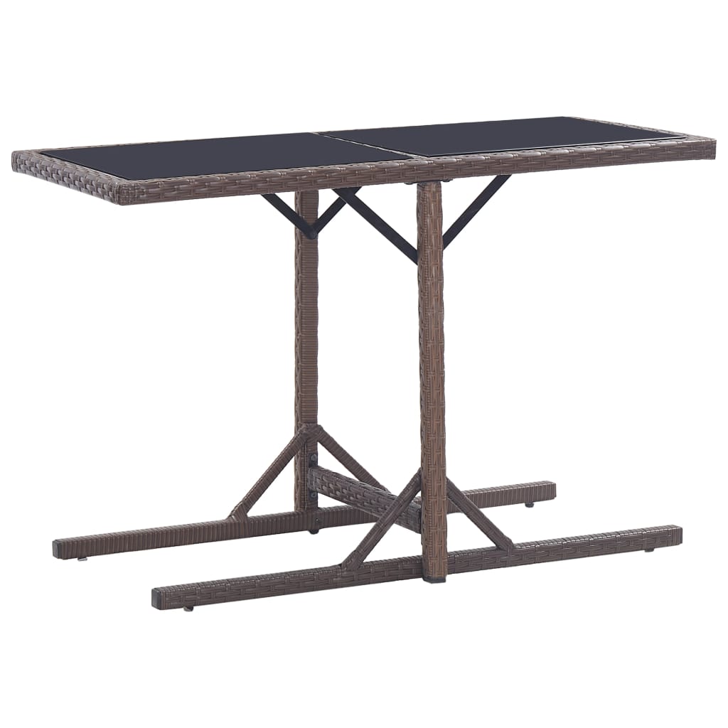 Tuintafel 110x53x72 cm glas en poly rattan bruin is nu te koop bij PeponiXL, paradijselijk wonen!