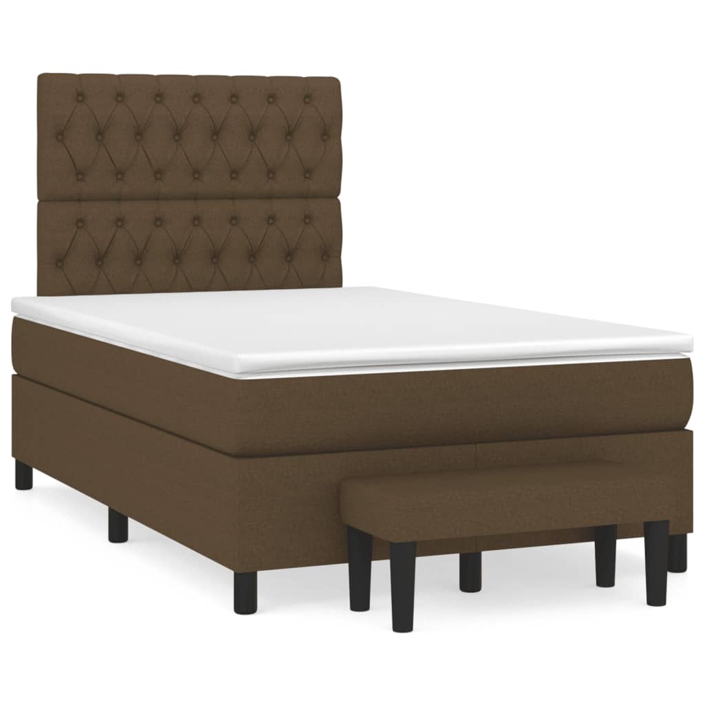 Boxspring met matras stof donkerbruin 120x190 cm is nu te koop bij PeponiXL, paradijselijk wonen!