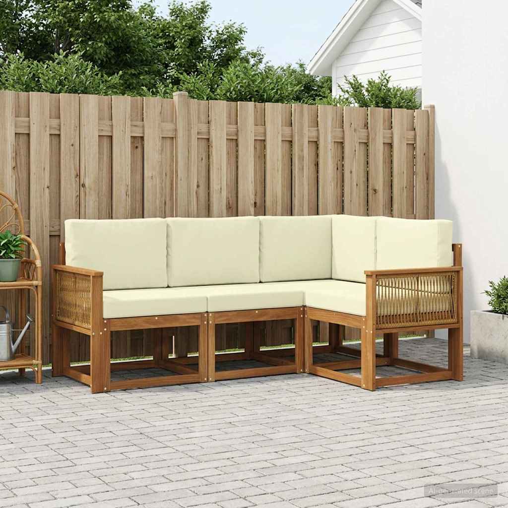 Buiten bankenset met kussen 4 pcs Natuurlijk en Crème Polyester is nu te koop bij PeponiXL, paradijselijk wonen!