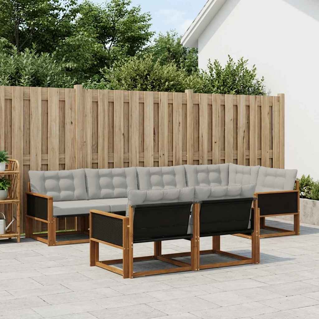 Buiten bankenset met kussen 7 pcs Naturel en lichtgrijs is nu te koop bij PeponiXL, paradijselijk wonen!