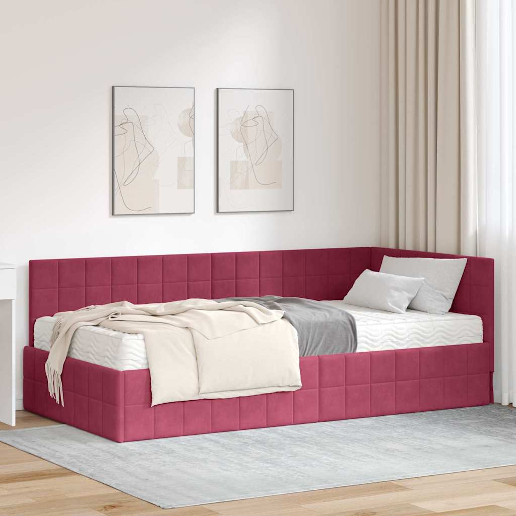 Hoekbedframe met Matras met hoofdeinde 2 st Groen Fluweel is nu te koop bij PeponiXL, paradijselijk wonen!