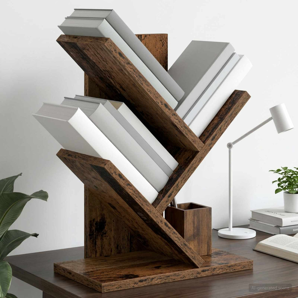 Boomvormige boekenplank met 3 planken 30 x 18 x 40 cm Oud hout is nu te koop bij PeponiXL, paradijselijk wonen!
