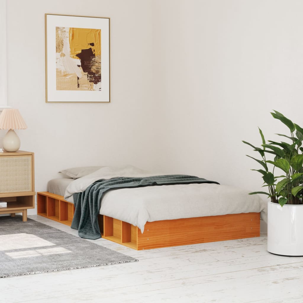 Bedframe zonder matras massief grenenhout wasbruin 100x200 cm is nu te koop bij PeponiXL, paradijselijk wonen!