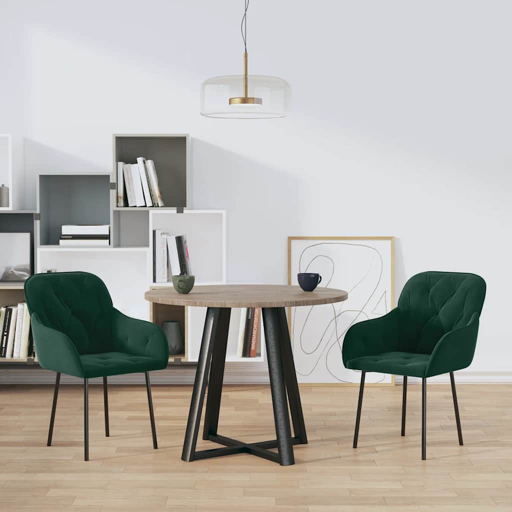 Eetkamerstoelen 2 st fluweel donkergroen is nu te koop bij PeponiXL, paradijselijk wonen!