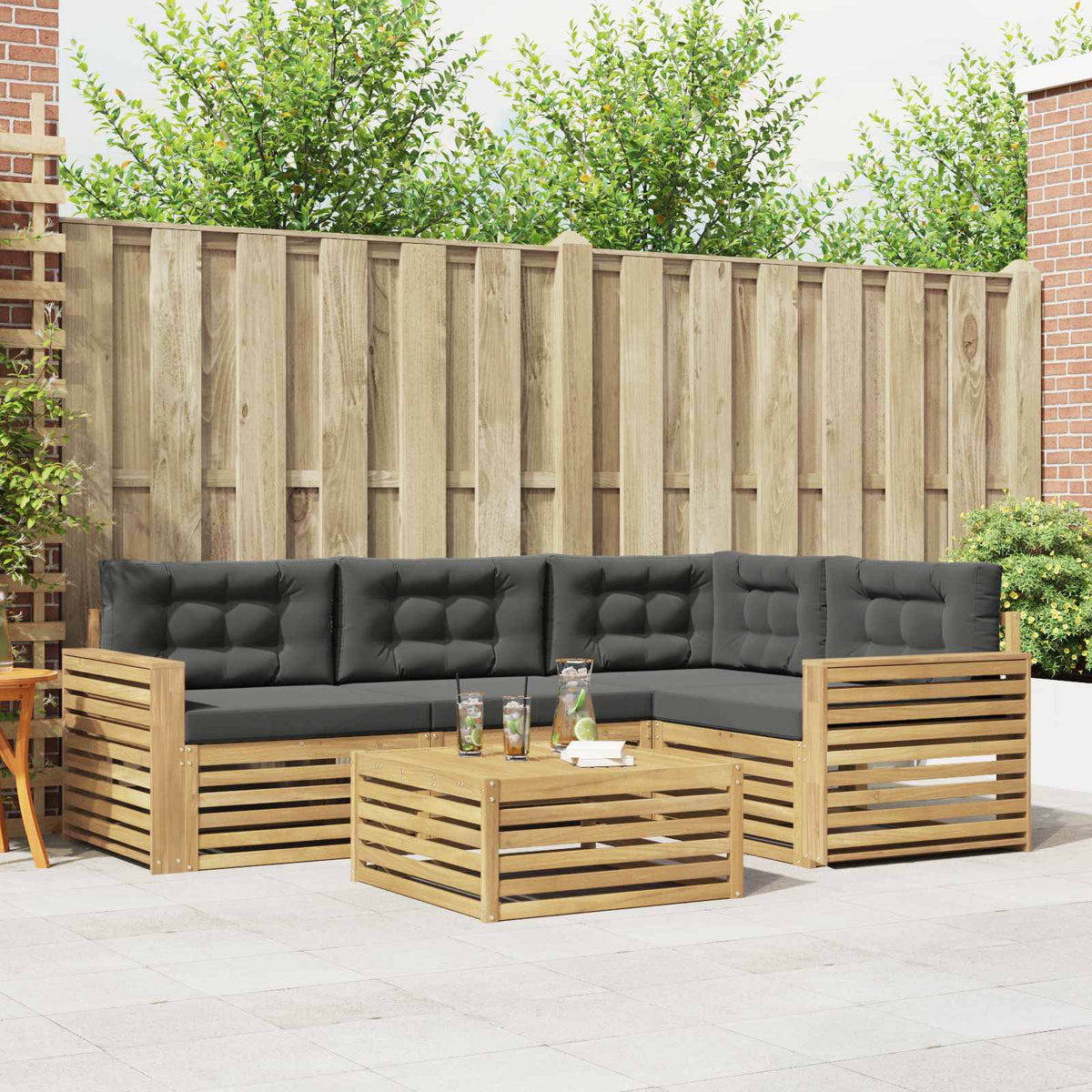 Buiten bankenset 5 pcs Wit en antracietkleurig 79 x 79 x 37 cm is nu te koop bij PeponiXL, paradijselijk wonen!