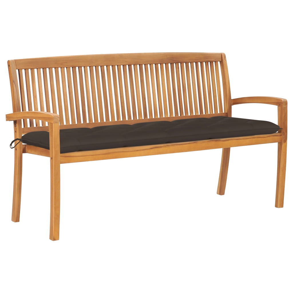 Tuinbank stapelbaar met kussen 159 cm massief teakhout is nu te koop bij PeponiXL, paradijselijk wonen!