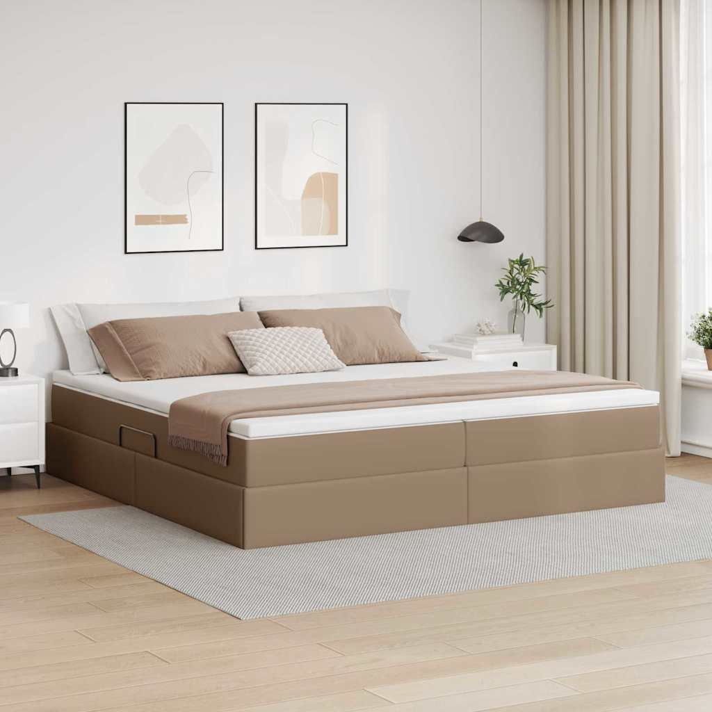 Opslag bed met matras Cappuccino 200 x 200 cm Nep Leer is nu te koop bij PeponiXL, paradijselijk wonen!