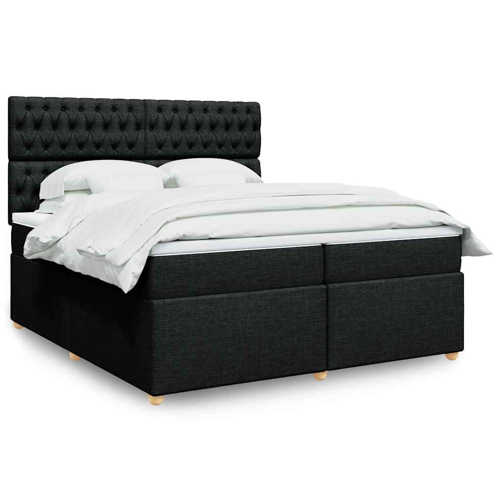 Boxspring met matras stof zwart 200x200 cm is nu te koop bij PeponiXL, paradijselijk wonen!