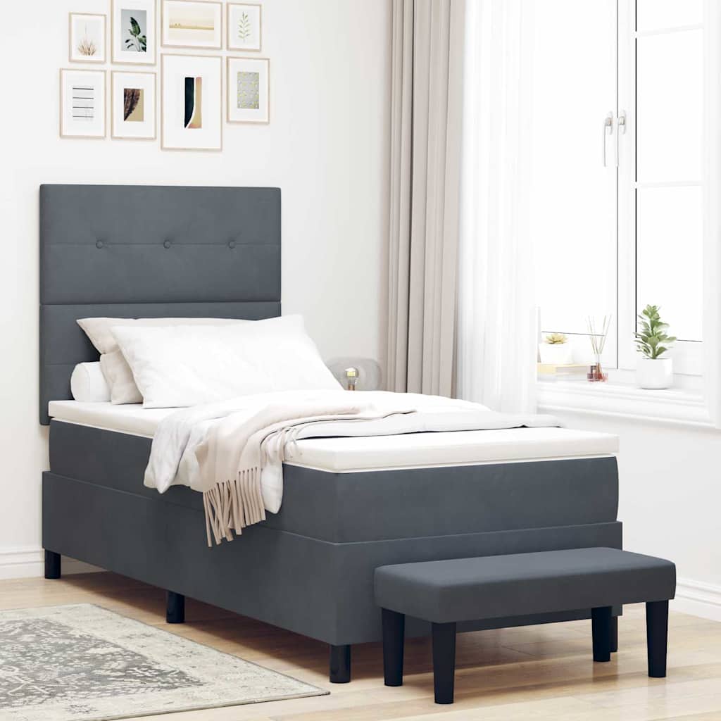 Boxspring bed met hoofdeinde Donkergrijs 200 x 80 cm Fluweel is nu te koop bij PeponiXL, paradijselijk wonen!