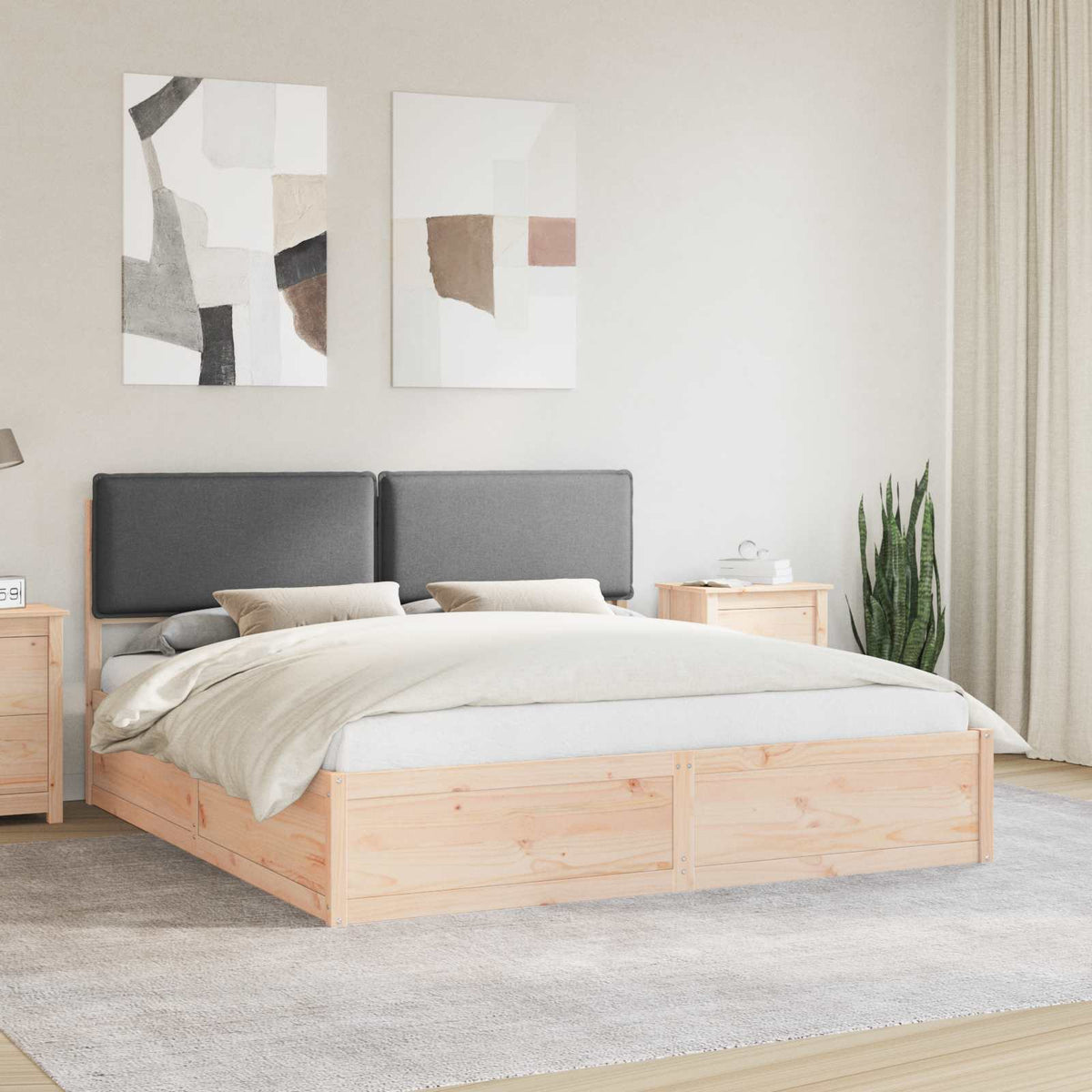 Bedframe met Gevoerd Hoofdgedeelte Donkergrijs 200 x 200 cm is nu te koop bij PeponiXL, paradijselijk wonen!