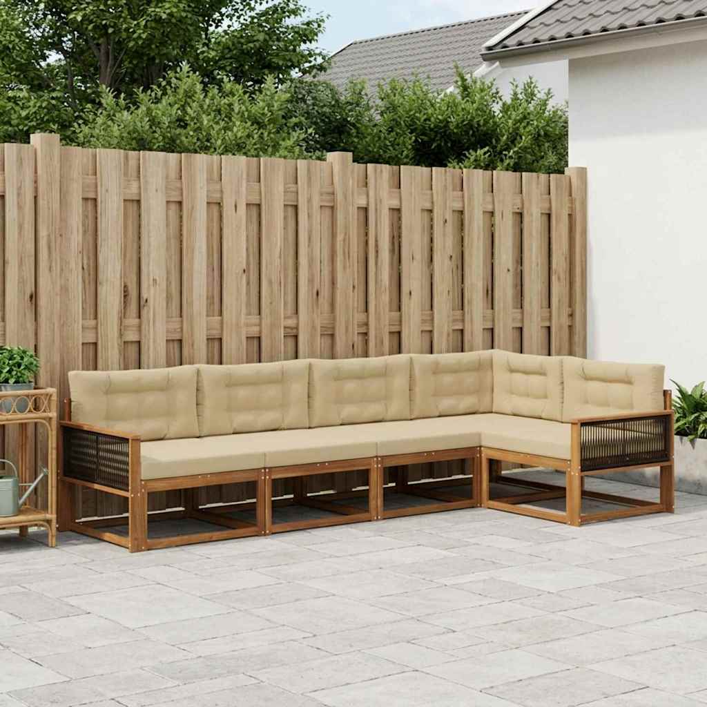 Buiten bankenset met kussen 5 pcs Natuurlijk en Beige is nu te koop bij PeponiXL, paradijselijk wonen!